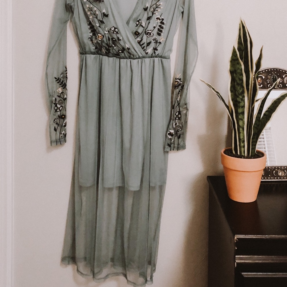 Dusty blue midi dress